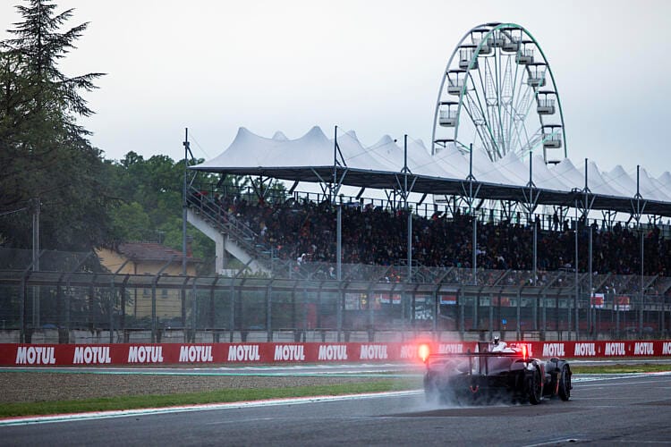 The Toyota racing in the rain at Imola